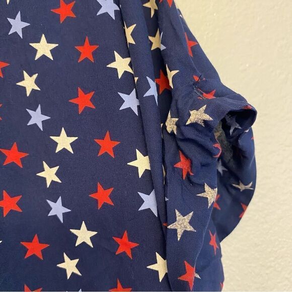 Tommy Hilfiger USA red white blue star American patriotic button up tie front XL - Picture 4 of 7